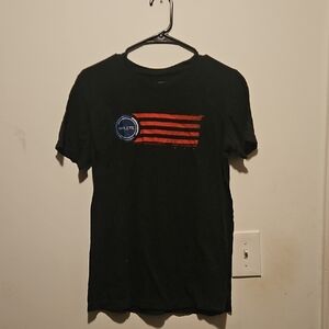Hylete Black Tee with Red and Blue Design